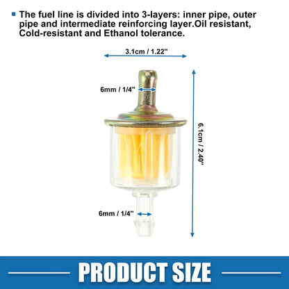 2X Inline Fuel Filters for Small Engines ATV UTV Motorbike (Fits 1/4")