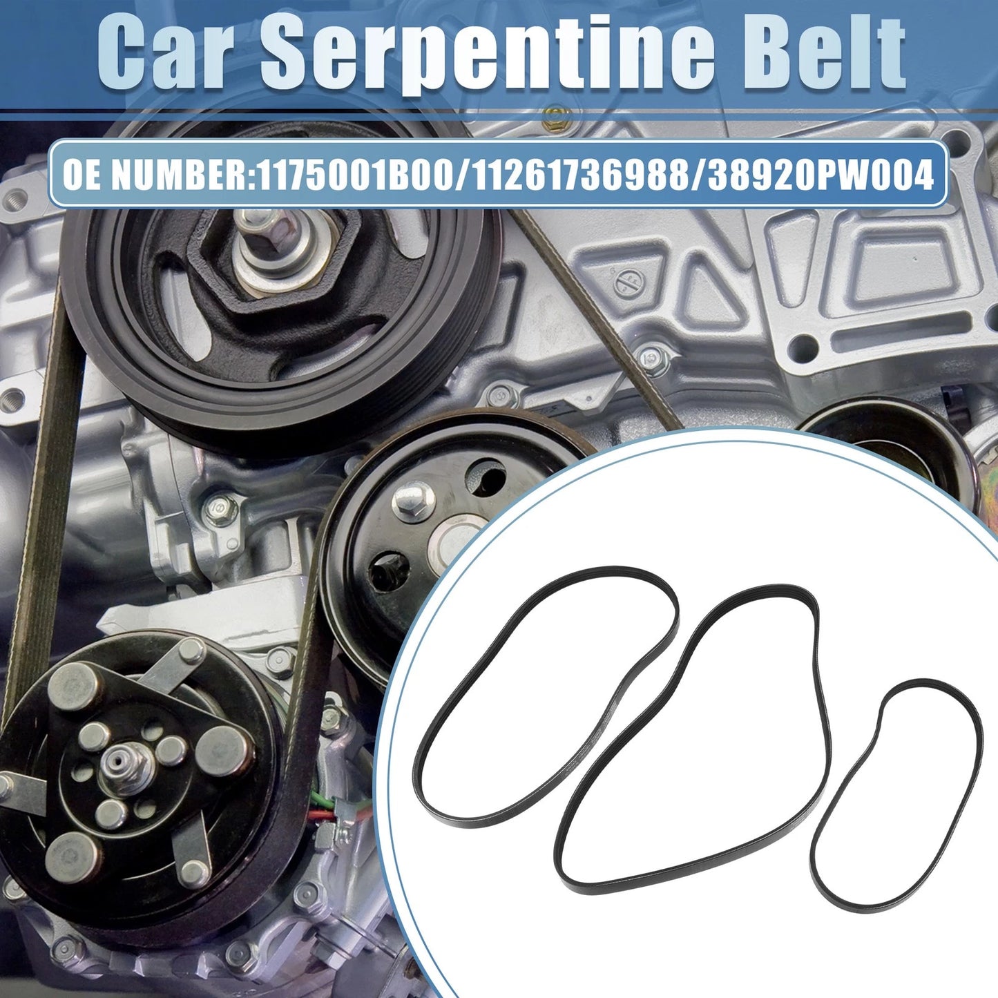 Serpentine Belt for Toyota Corolla Base Sedan (2003–2008) No. 1175001B00/11261736988