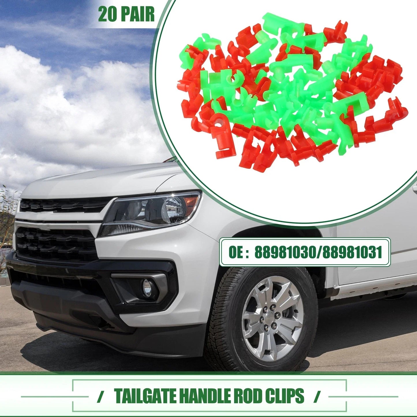 Tailgate Handle Rod Clips 2 x for Chevrolet Silverado (1999-2009)