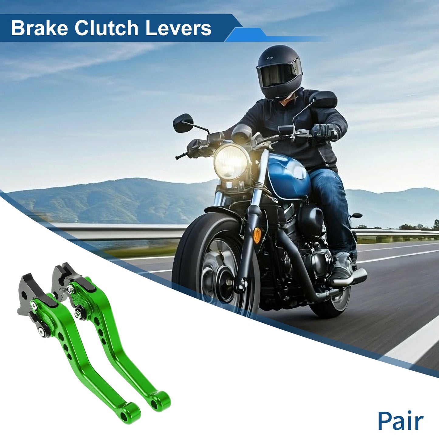 6-Speed Adjustable Brake Clutch Levers for Yamaha Raptor 660 (2001–2004) Green