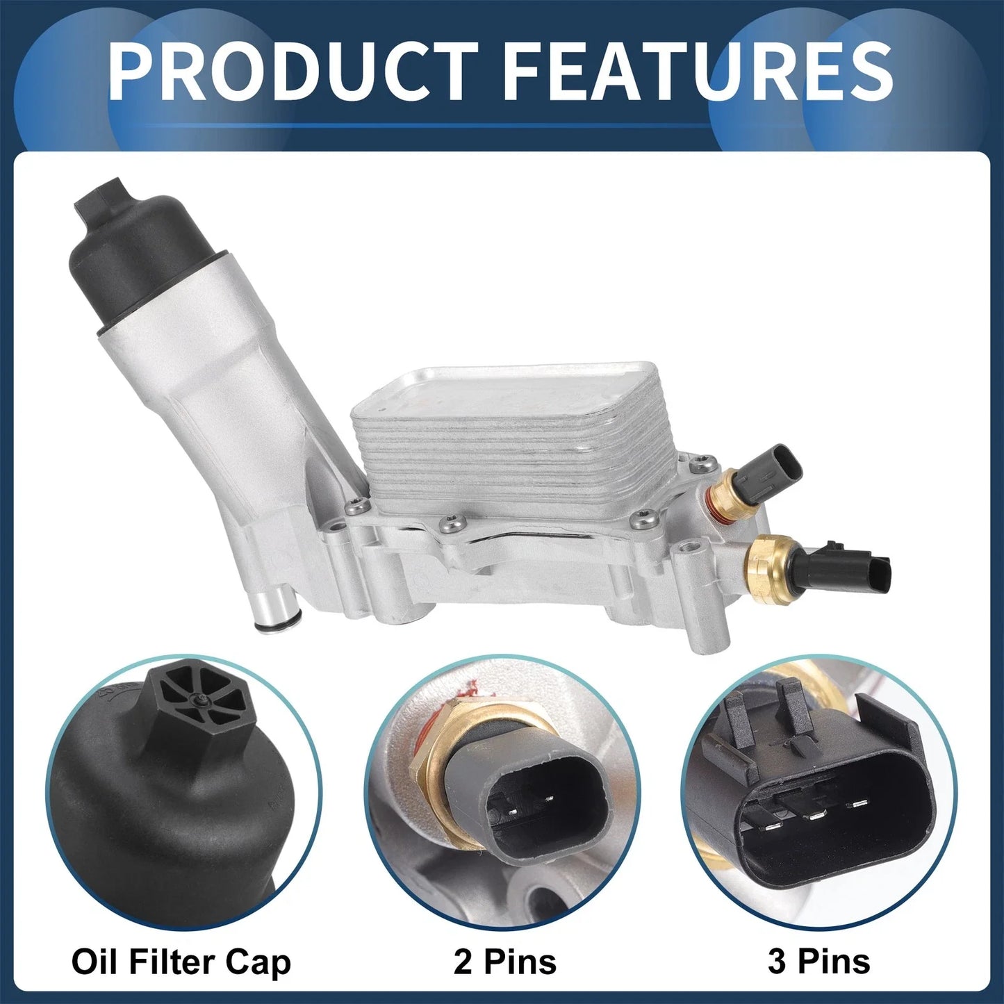 Engine Oil Cooler Filter Housing Set with Gaskets for Chrysler 200 (2011-2014)