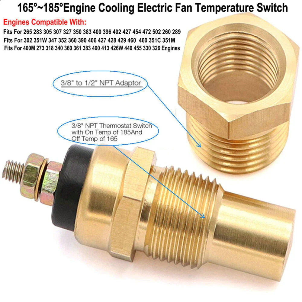 Electric Fan Thermostat Switch for Car Engine Cooling - Hexagonal Nut
