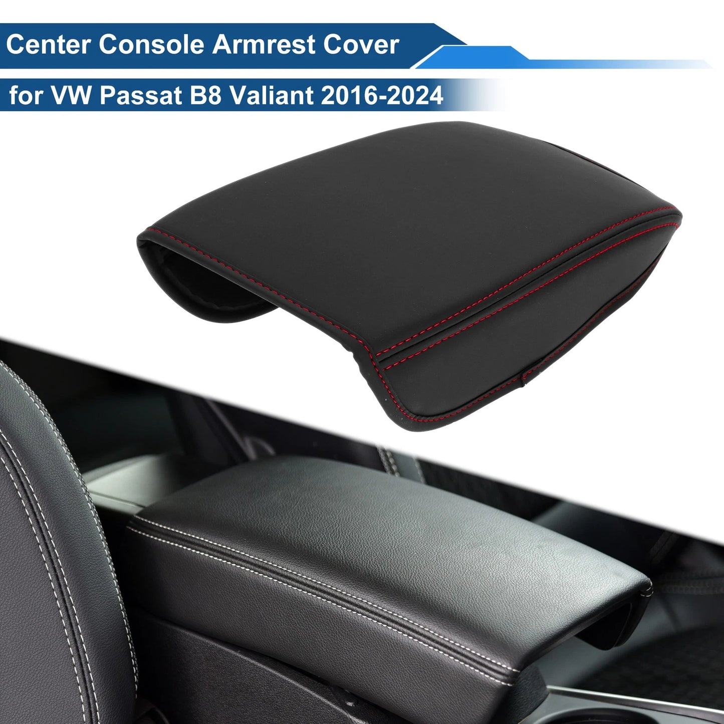 Armrest Cover for VW Passat B8 (2015–2023) Anti-Scratch Black Red