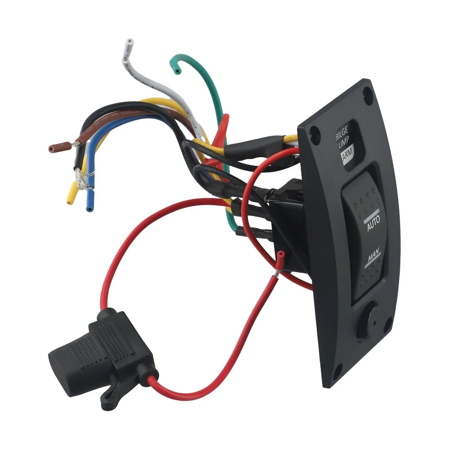 Switch Panel Bilge Curved Shaped Plastic IP66 ON-OFF-ON Waterproof 20A Fuse