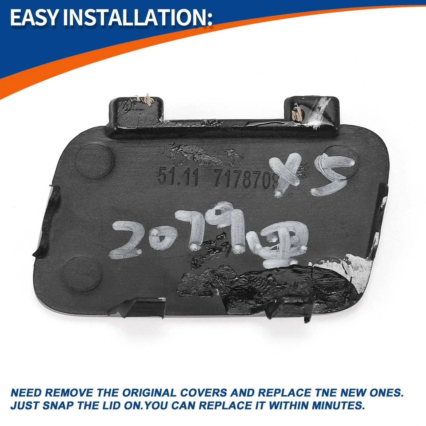Tow Hook Cover Front Bumper for BMW 1 Series Black