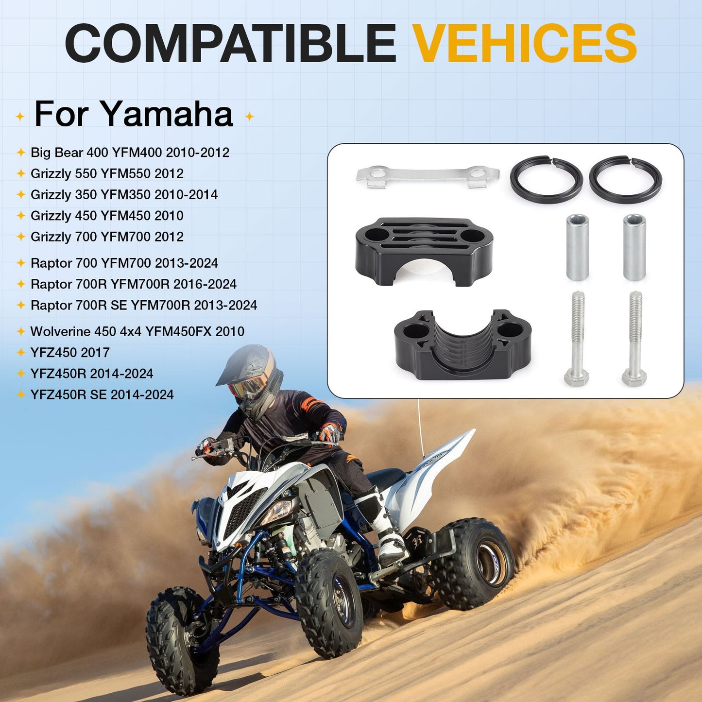 Steering Stem Bushing Rebuild Kit for Yamaha Grizzly YFM350-YFM700 (1998–2023)