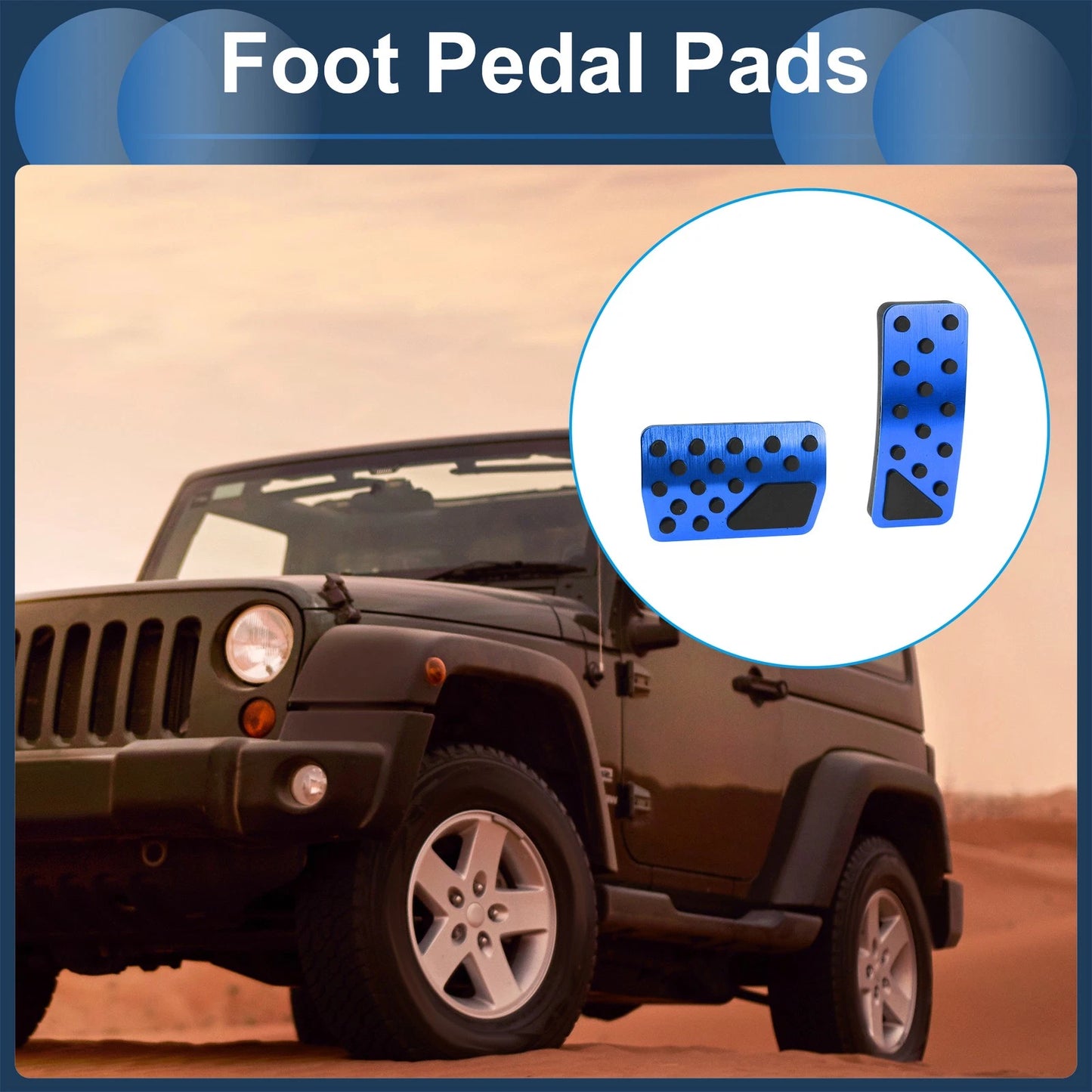 Set of 2 Automatic Foot Accelerator Pedal Covers for Jeep Wrangler (2018–2024) Blue