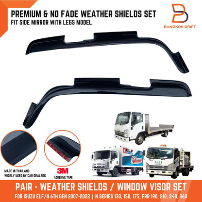 Weather Shields Window Visor Rain Guards for Isuzu ELF N-Series NPR NKR (2007-2022)