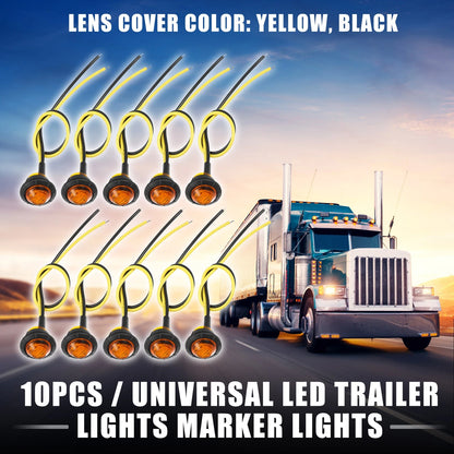 10X Universal LED Trailer Marker Lights 12V Round Waterproof Yellow