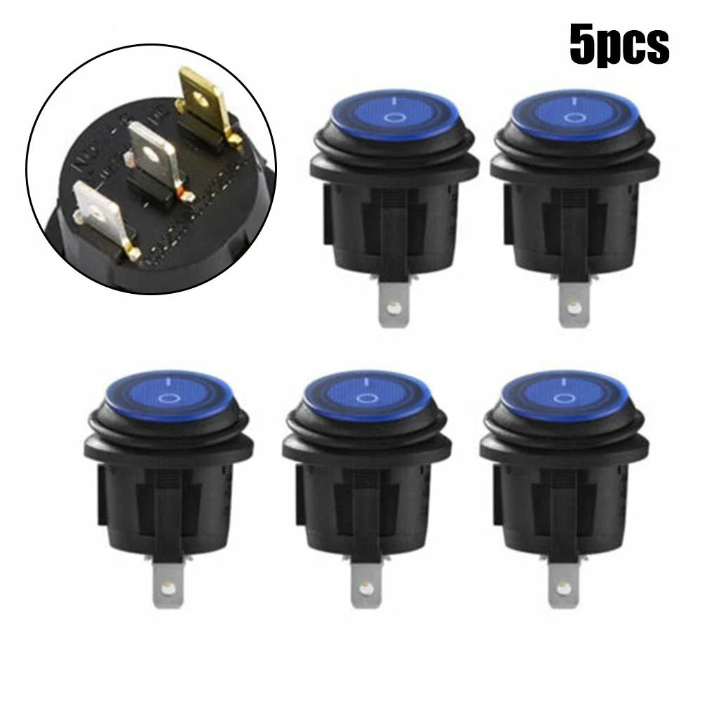ON/OFF LED Round-Blue Light Rocker-Switch for Multiple Makes & Models