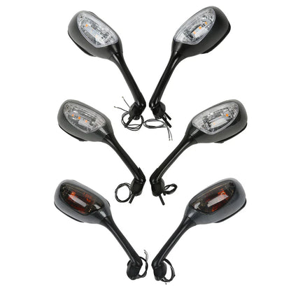 Clear/Smoke Turn Signal Rearview Mirrors for Suzuki GSXR600 GSXR750 (2006-2025)