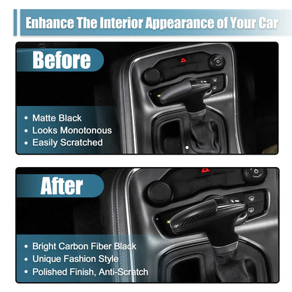 Gear Shift Knob Cover Trim for Dodge Challenger Charger (2015–2023) Carbon Fiber