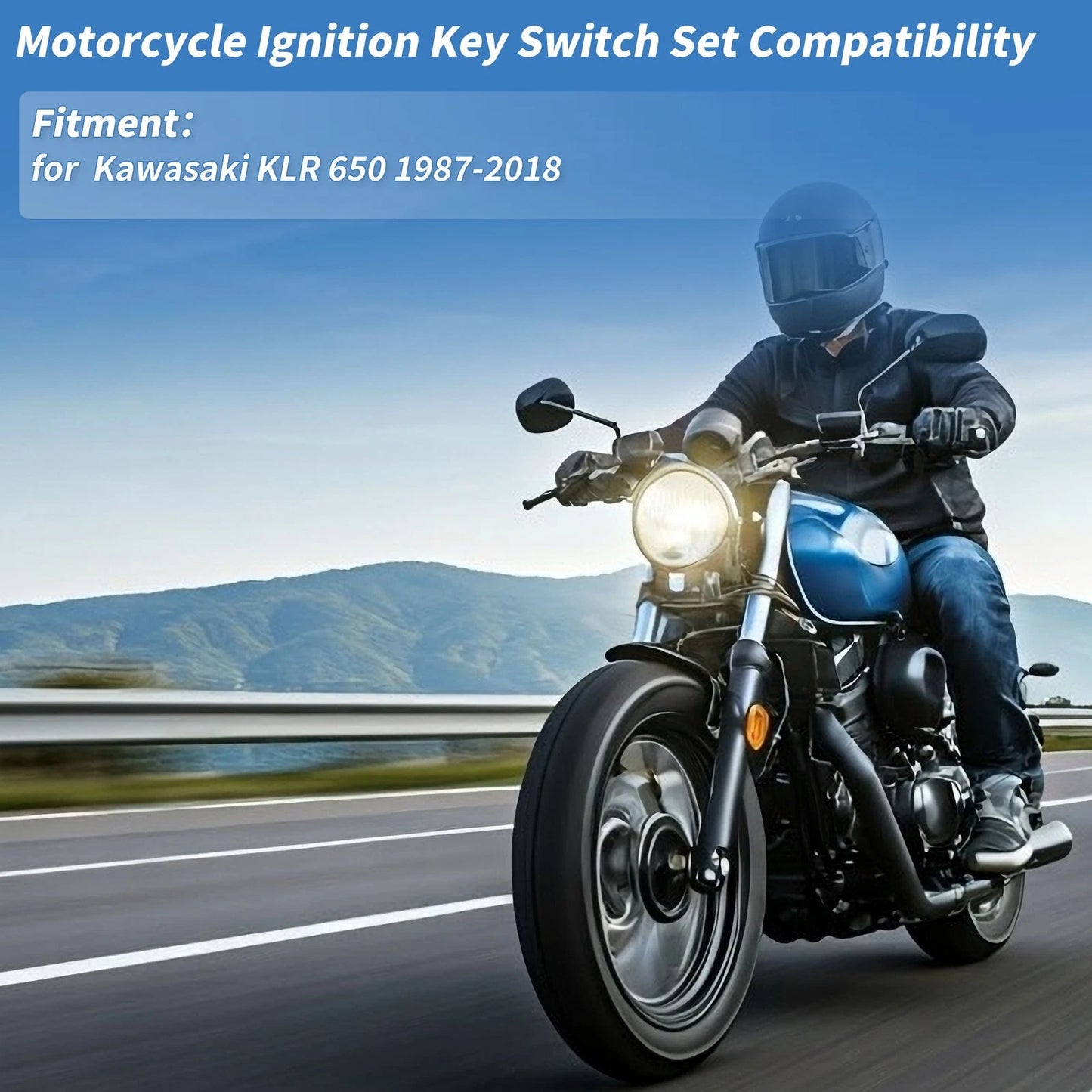 Ignition Key Switch No. 510490047 for Kawasaki KLR650 (1987–2007) Set of 1
