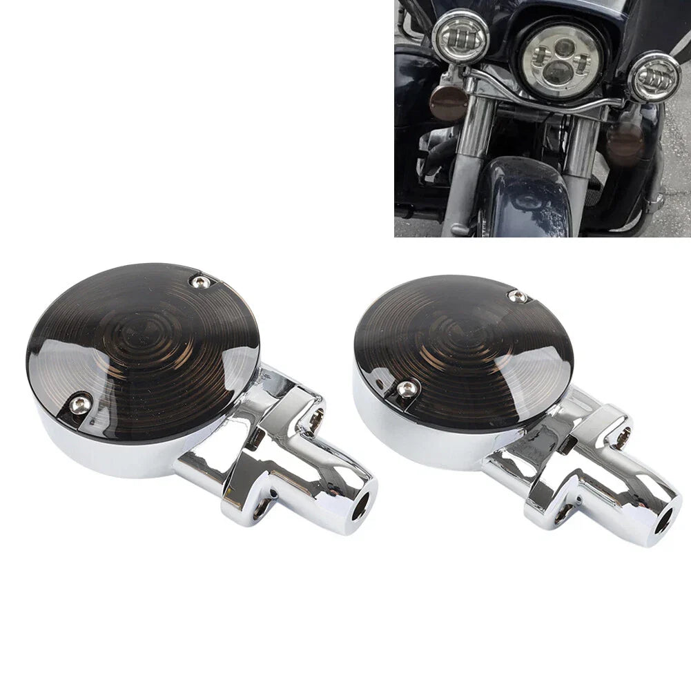 Smoke Lens Front Flat Turn Signal Housing for Harley Fat Boy Heritage Softail