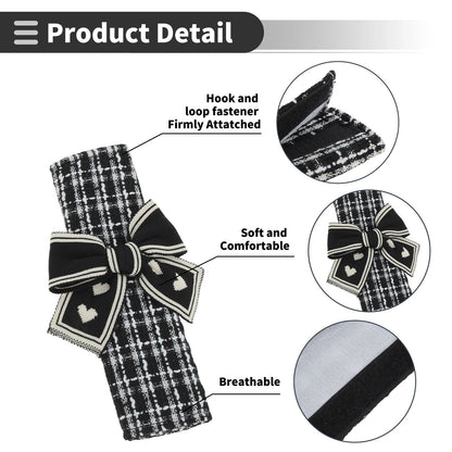 Set of 2 Black White Seat Belt Cover Pads for Universal Fit (23.5cm)