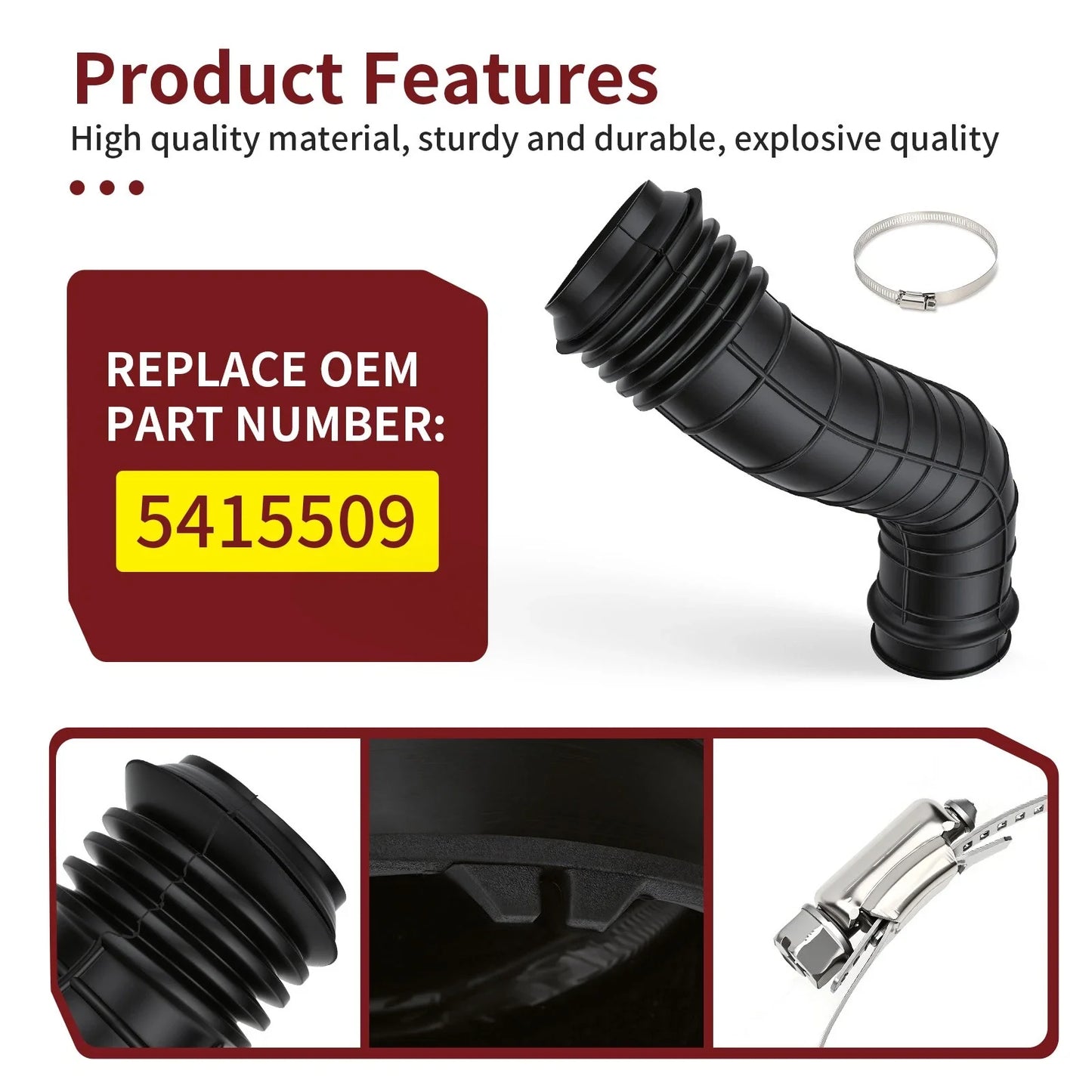 Inlet Clutch Duct with Clamp for Polaris RZR XP / XP 4 Turbo EPS (2016–2018)