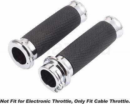 25mm Chrome Handlebar Hand Grips for Harley Sportster, Dyna, Softail (2004-2023)
