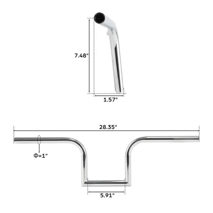 7in Rise 1in Handlebar for Harley Sportster 883 1200 Dyna Low Rider