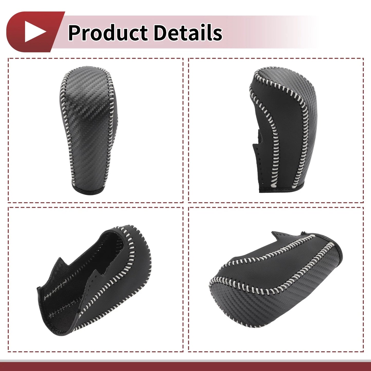 1 Pc Gear Shift Knob Cover for Ford Fiesta (2009–2012) Black Beige Faux Leather