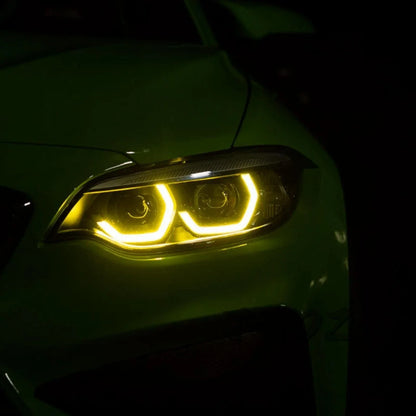 2 x Yellow Angel Eyes DRL LED Headlights for BMW F22/F23/F87 (2014–2020)