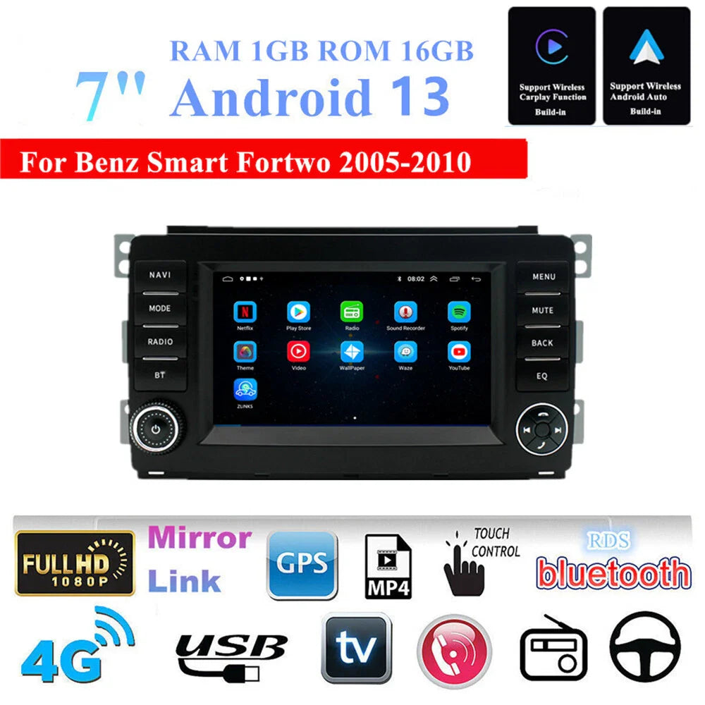 7" Android Stereo GPS Navigation for Benz Smart Fortwo (2005-2010)