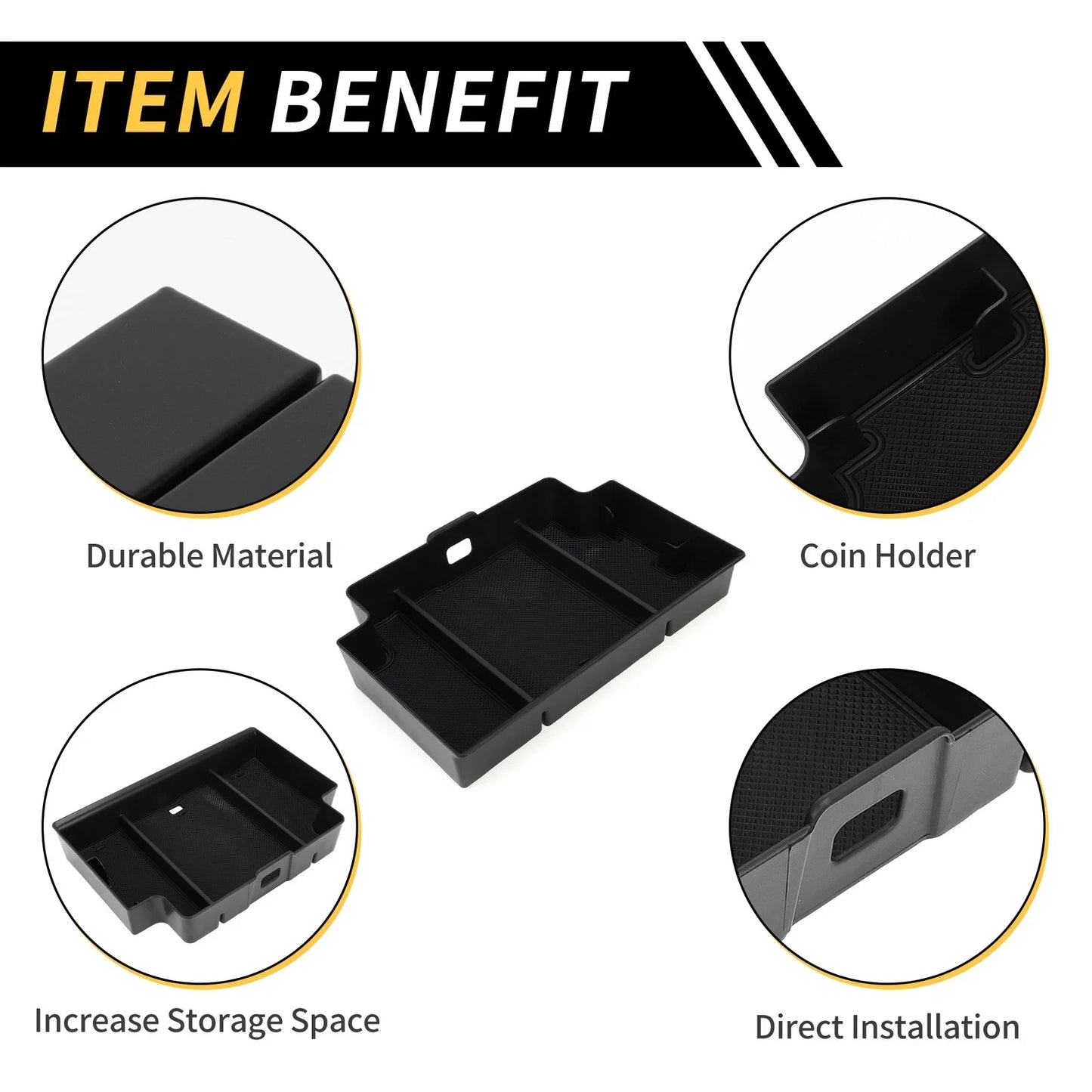 Center Console Organizer Tray for Chevy Silverado 1500, GMC Sierra 1500 (2014-2023)