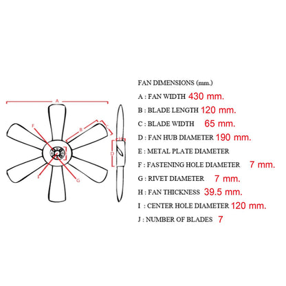 Engine Cooling Fan Blade for Toyota Hilux 1997-2005