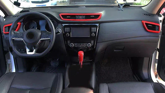 Trim Cover / 12x / Red Carbon Fiber Look Interior for Nissan Rogue (2014–2020)