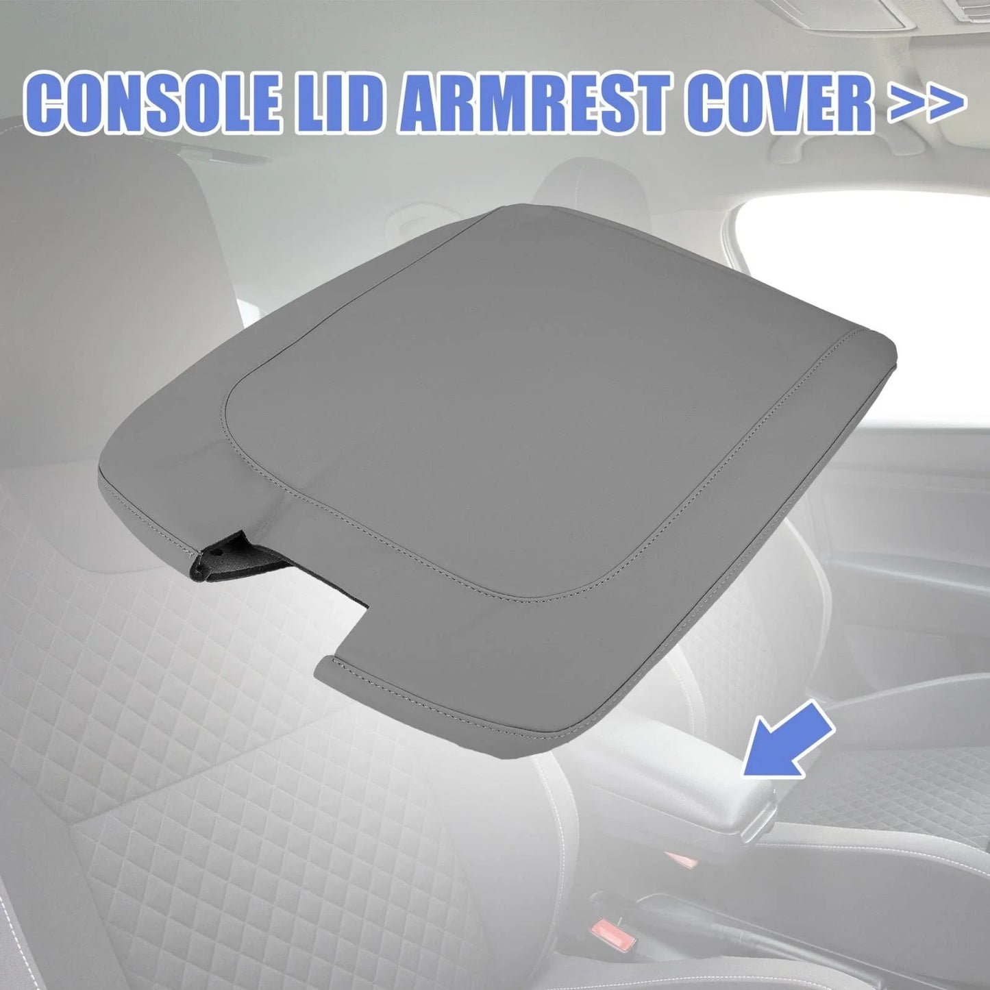 Center Console Lid Armrest Cover for Dodge Ram 2013-2018 Gray