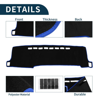 Dashboard Cover Mat for Toyota Aqua (2011–2021) Black Blue 1 Set