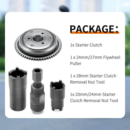 Magneto Flywheel Puller Tool + Starter Clutch for GY6 Scooter (2006–2016)