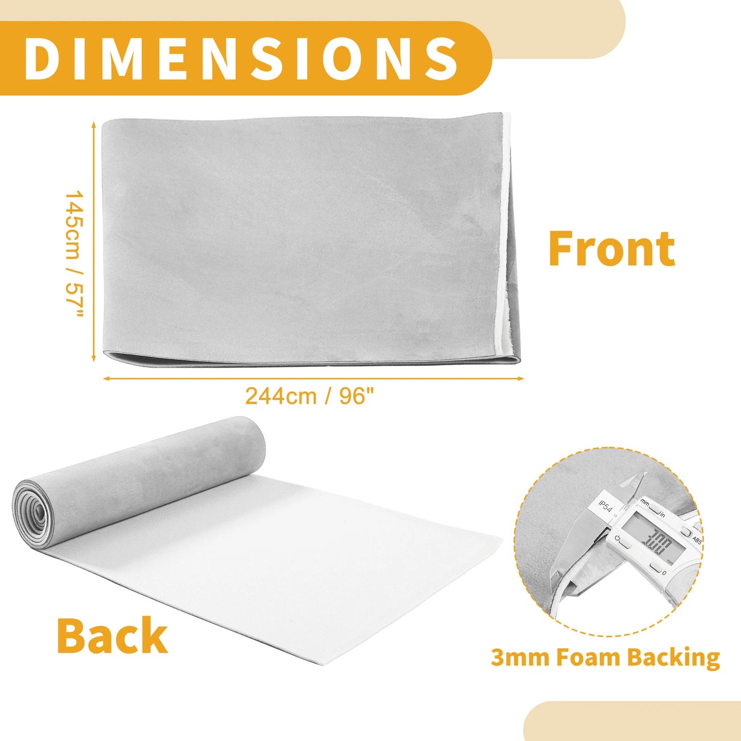 150G Suede Headliner Fabric for Car Roof Repair (96"x57", Light Gray)