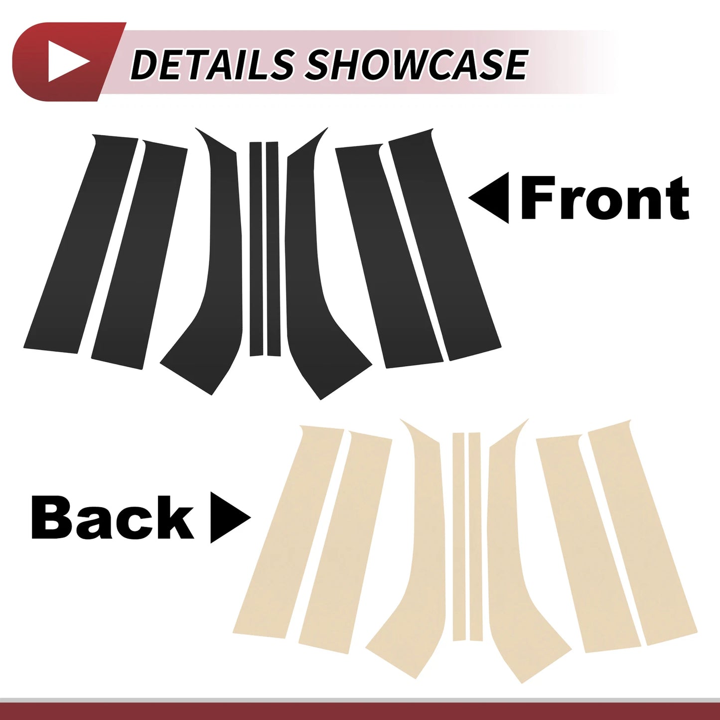 8 Pcs Door Pillar Window Trim for Ford Everest (2023–2024) Black