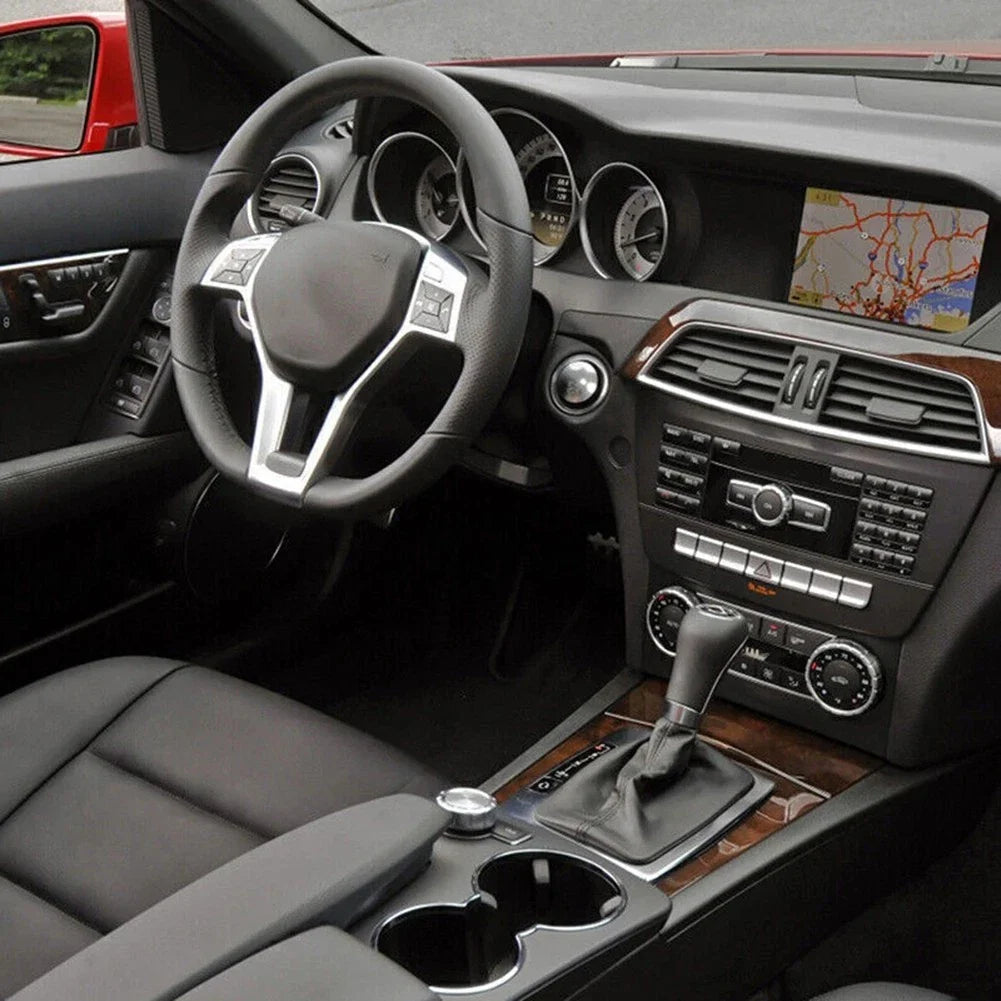 Custom Fit Silver Steering Wheel Trim for Benz CLA Class W117 (2012–2014)