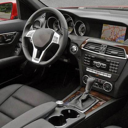 Custom Fit Silver Steering Wheel Trim for Benz CLA Class W117 (2012–2014)