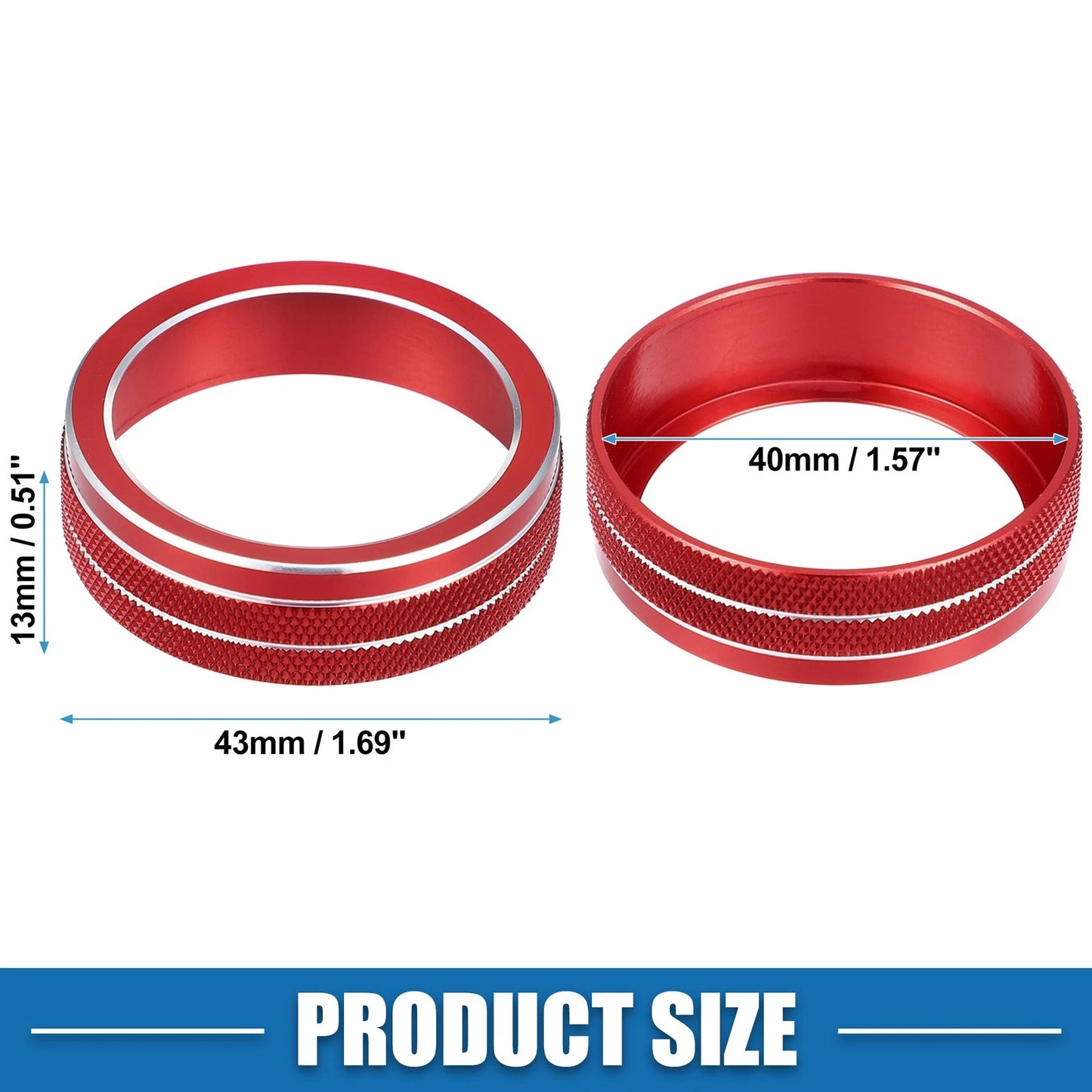 3X AC Knob Ring Covers for VW Tiguan Arteon Passat e-Golf Red