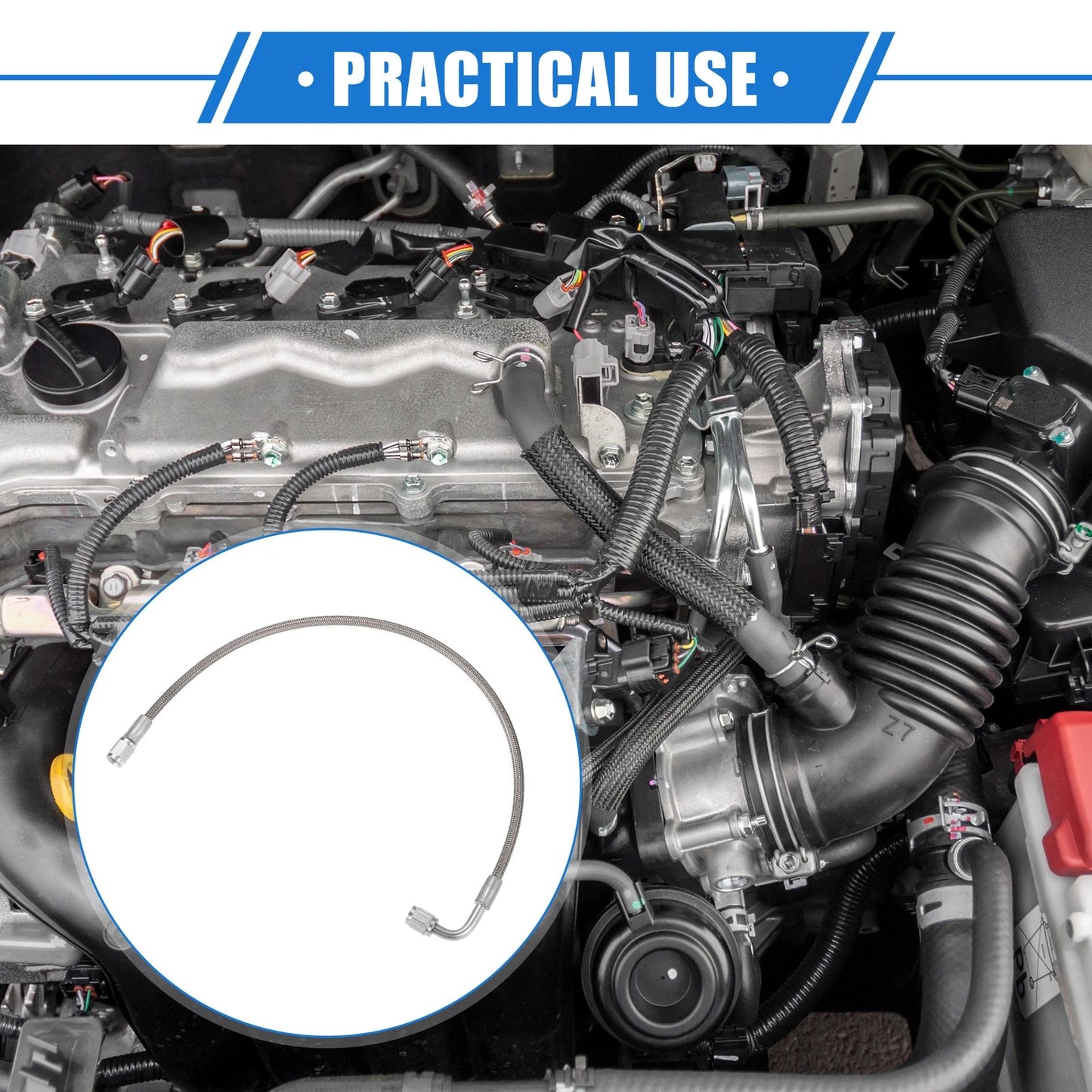 Turbo Oil Feed Line 90 Degree to Straight Hose End for Universal Car (AN3)