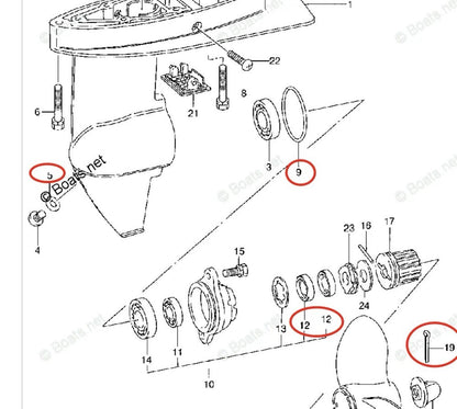 Lower Unit Oil Seal Kit for Suzuki 4/5HP (2-Stroke)