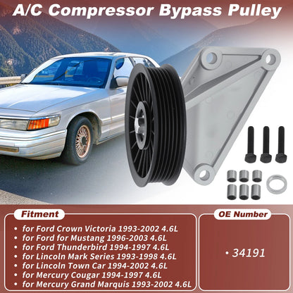 A/C Compressor Bypass Pulley for Ford Crown Victoria, Lincoln Town Car (1998–2011)