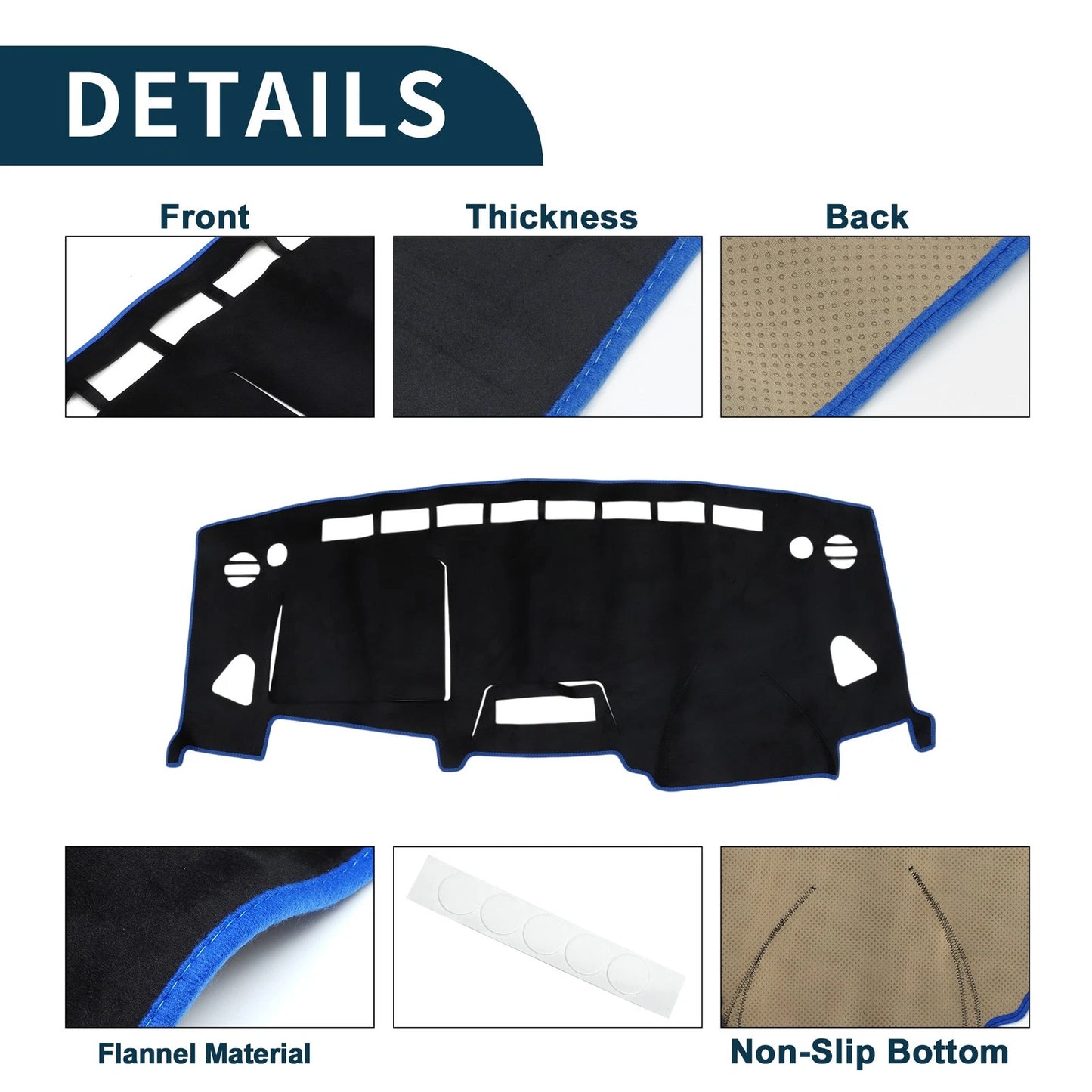 Dashboard Dash Cover Mat for Suzuki Solio MA15S (2001–2015) Black Blue Set