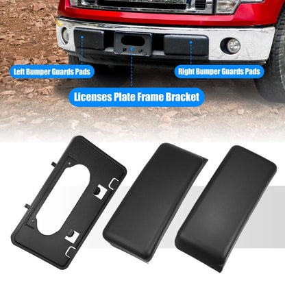 Set of 4 Bumper Guards Pads License Plate Frame Bracket for Ford F-150 (2009–2014)