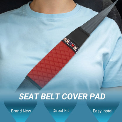Set of 2 Seat Belt Cover Pads for Universal Fit (Red)