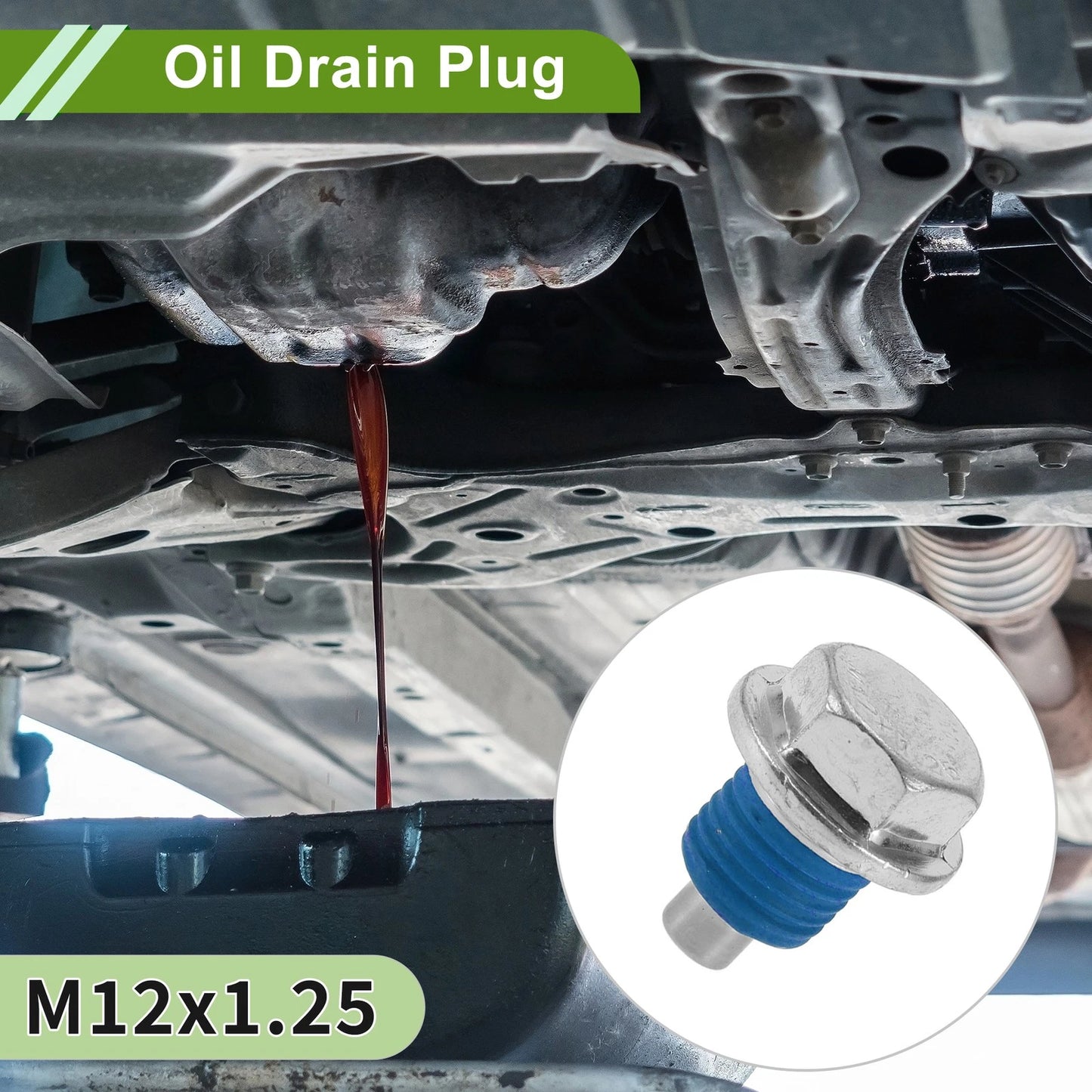 Set of 2 M12x1.25 Copper Oil Drain Plug with Gasket for Car