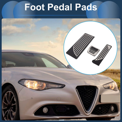 3 Pcs Foot Accelerator Pedal Covers for Alfa Romeo Stelvio (2015–2018) Silver Tone