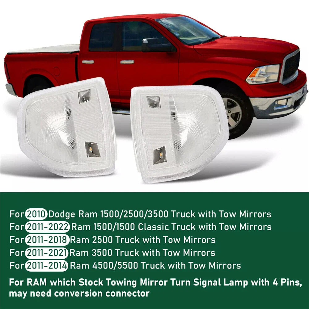 LED Side Mirror Turn Signal Light for Ram 1500 2500 3500 (2009-2023)