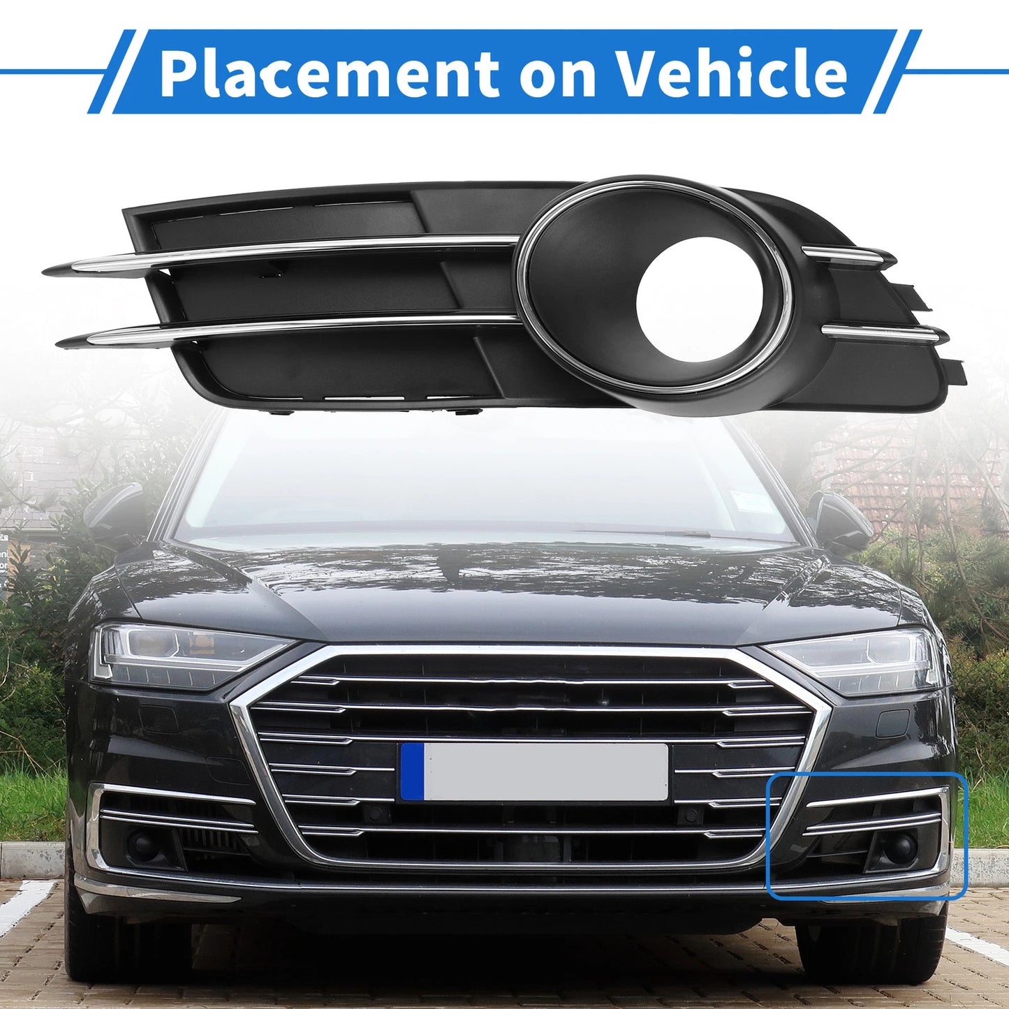 1pc Fog Light Grill for Audi A6 C7 (2011–2014) No. 4GD807681B ABS