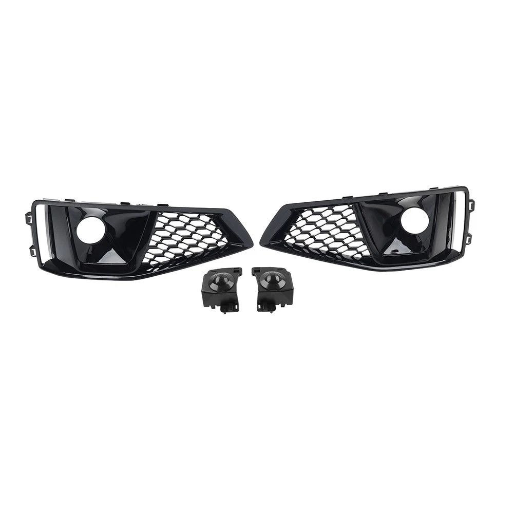Front Bumper Honeycomb Fog Light Grille with ACC Caps for Audi A4 S4 (2019–2020)