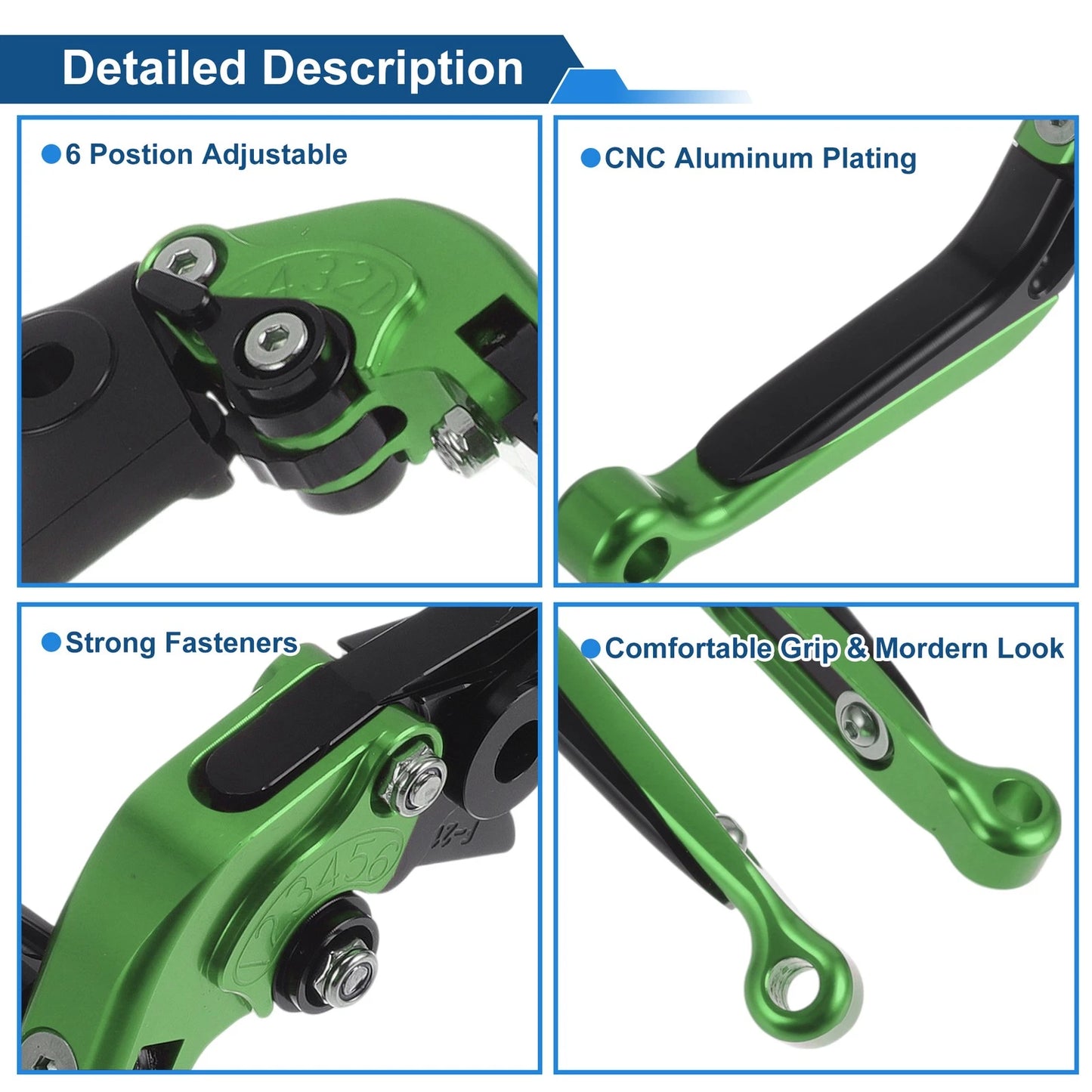 Adjustable Brake Clutch Lever for Kawasaki Vulcan S 650 (2015–2023) Green Black