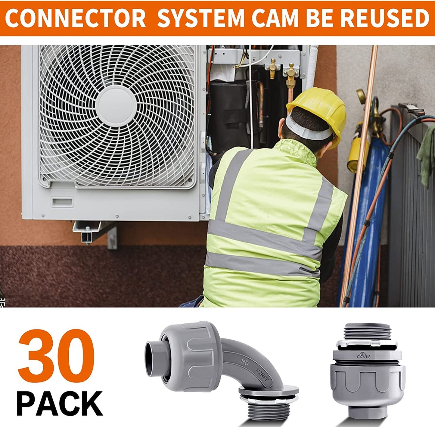Set of 30 Liquid Tight Connectors for Electrical Conduit Fitting