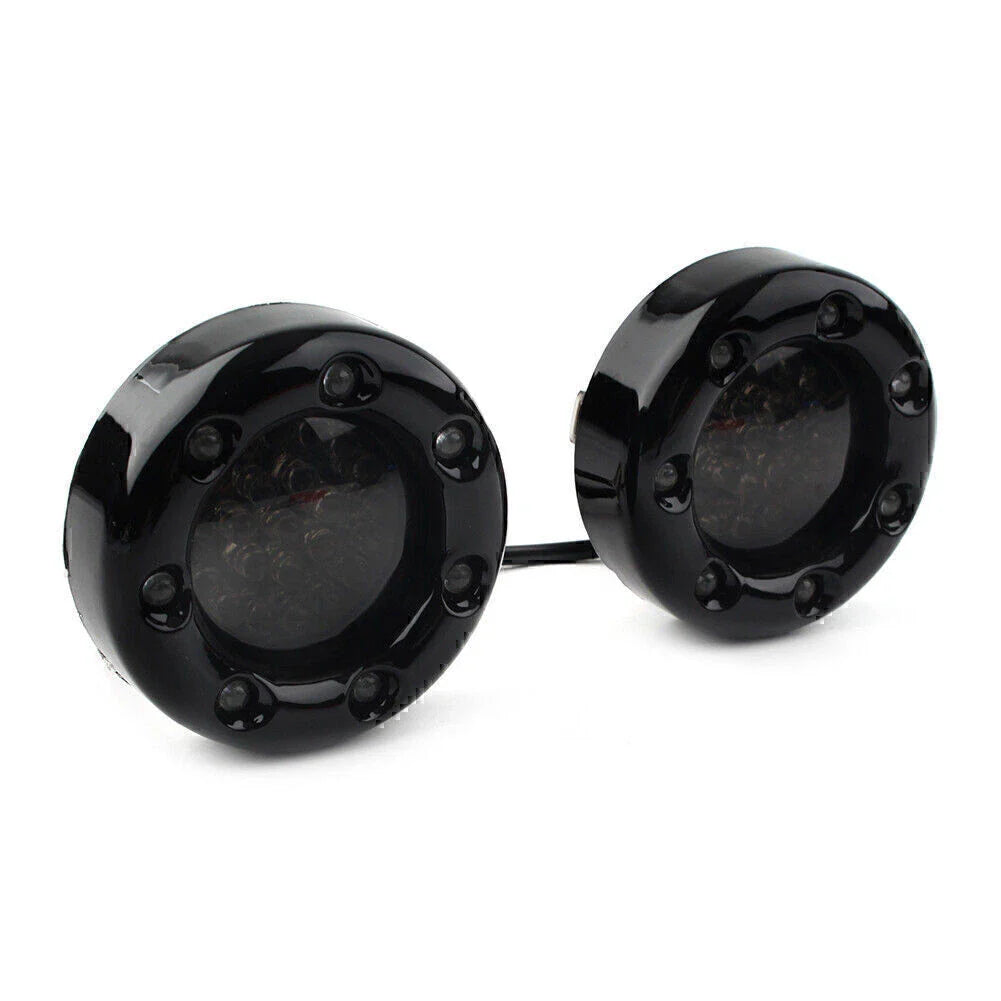 7 LED Black Fire Ring Turn Signal Lights for Harley Softail Dyna